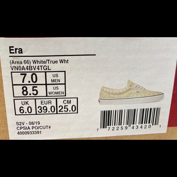 🌿Sale🌿 VANS Era Area 66 Suede White Off AUTHENTIC Women's Size VN0A4BV4TGL - Picture 8 of 9